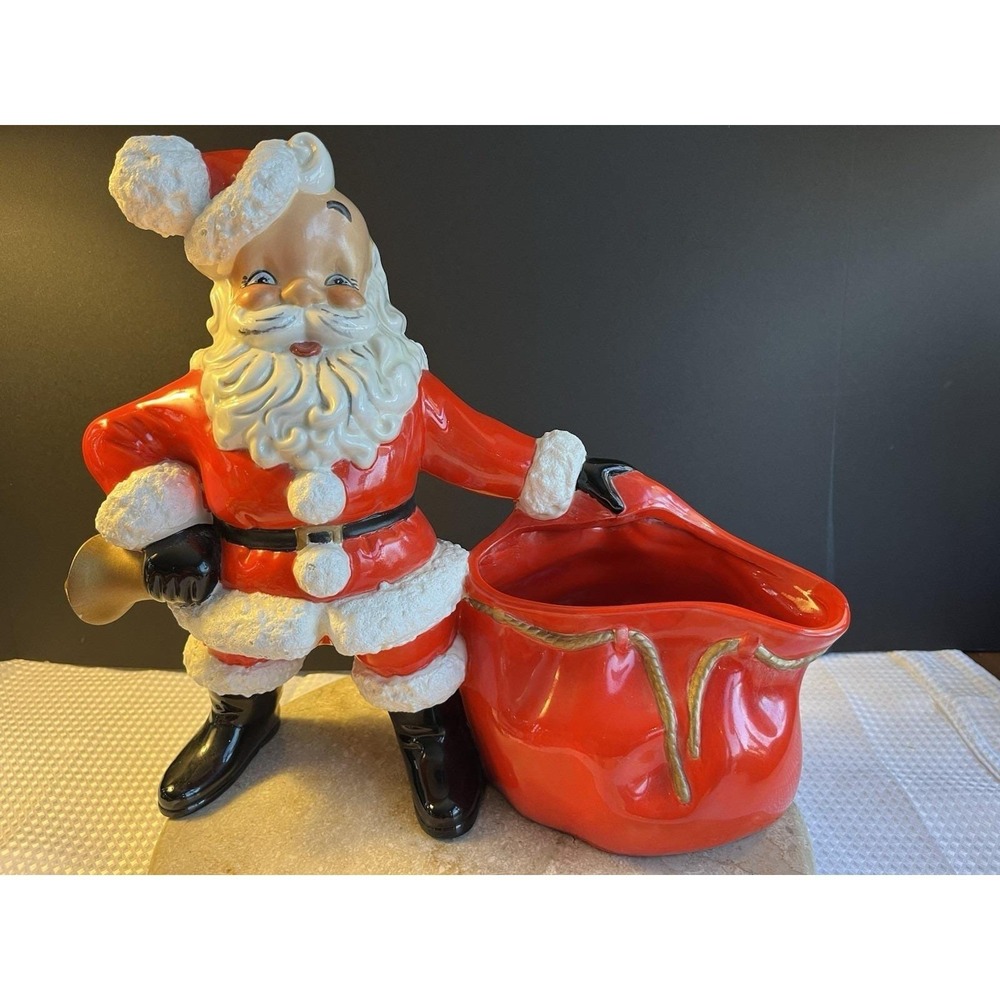 VTG Large 12" X12" 1971 Atlantic Mold Christmas Santa With Sack Candy/Planter